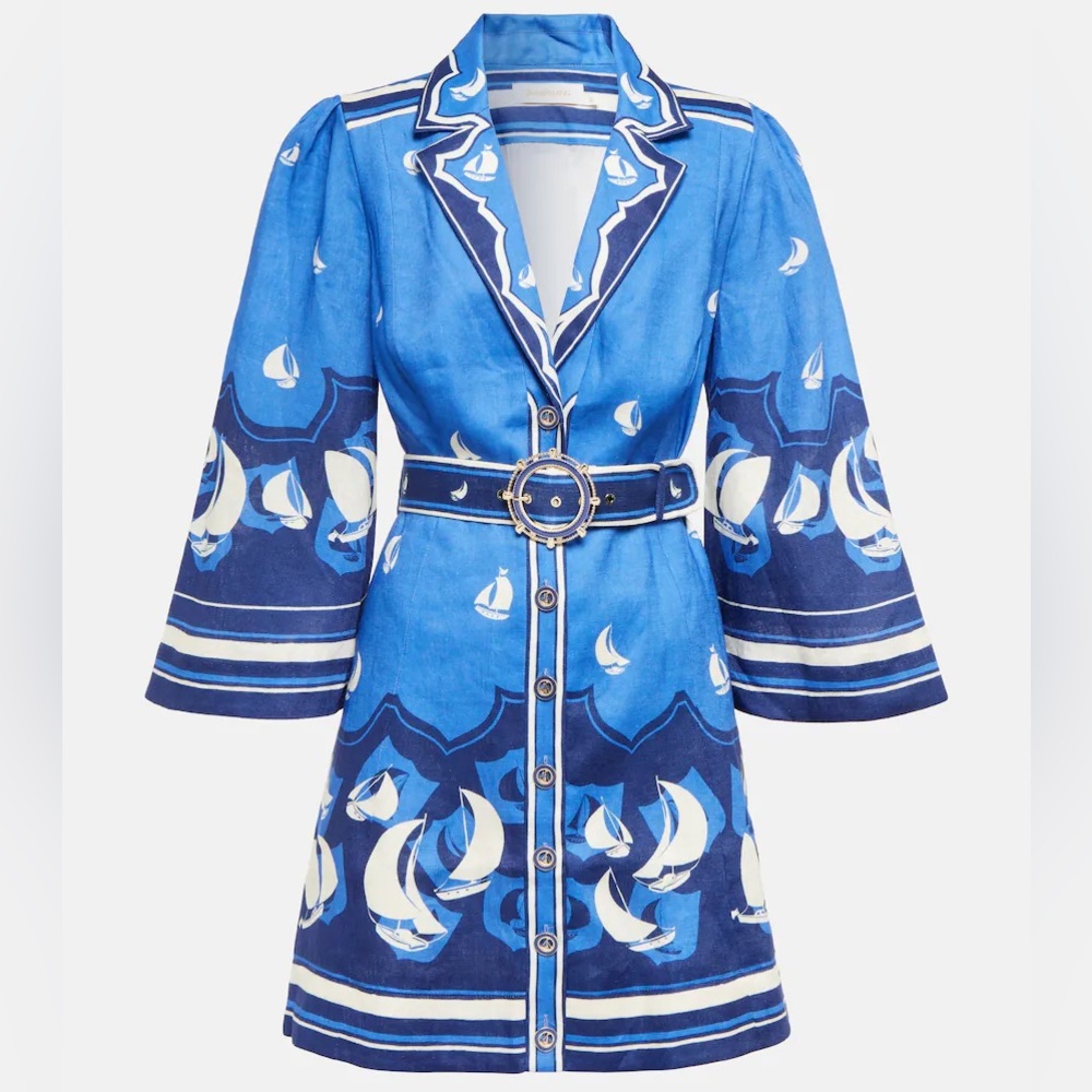 Zimmermann high tide flared-sleeve dress in size 0 - worn once